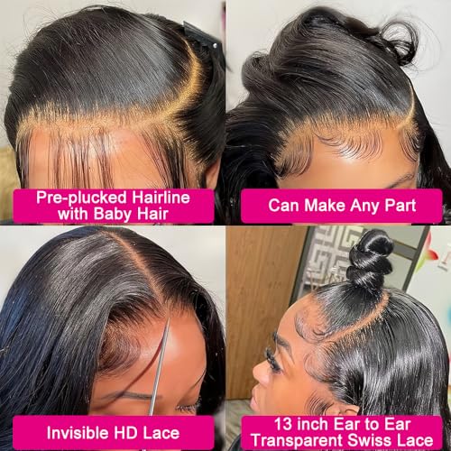 32 Inch 13x6 Lace Front Wigs Human Hair Body Wave Wigs for Black Women Human Hair 180% Density Wig HD Transparent Lace Frontal Glueless Wigs