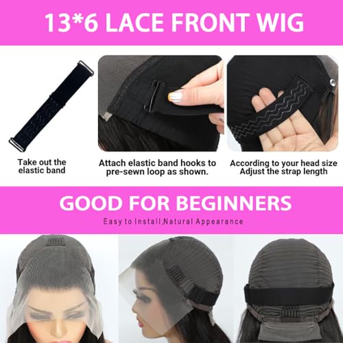 Kinky Straight Wig 13x6 Lace Front Wigs Human Hair 32 Inch Yaki Straight Human Hair Wig 200% Density Lace Front Human Hair Wigs for Black Women