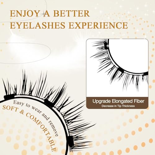Hunnyfit Magnetic Lashes, Magnetic Eyelashes with applicator Natural Look,Reusable No Glue or Liner Needed Eyelashes Kit for Daily Use(Natural+Simple)