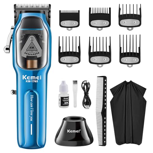 KEMEI Professional Hair Clippers for Men Cord/Cordless Hair Cutting Kits, Hair & Beard Trimmer, Adjustable Barber Clippers with USB Rechargeable, KM-1763