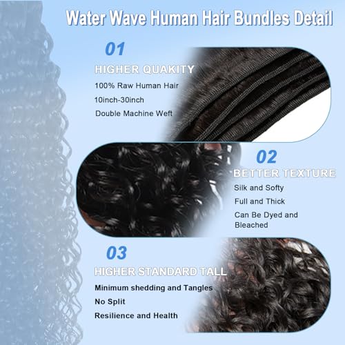 14 Inch Water Wave Bundles 12A Water Wave One Bundles Human Hair 100% Brazilian Unprocessed Remy Single Curly Wet And Wavy Bundles Human Hair Natural Color