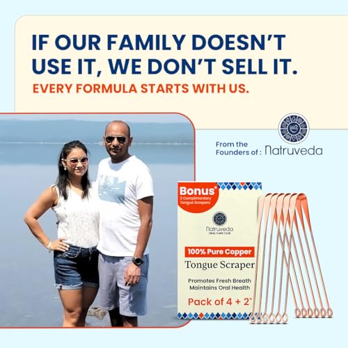 100% Pure Copper Tongue Scraper ? Limpiador de Lengua Raspador for Adults & Kids | Metal Tongue Cleaner for Fresh Breath | Reusable Ayurvedic Tongue Scraper | Tongue Cleaning Tool (6 Pack, USA Seller)