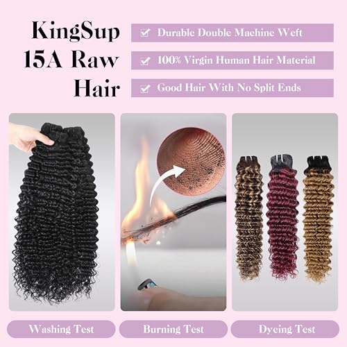 Deep Wave Human Hair Bundles 14 16 18 Inch 15A Burmese Curly Bundles Human Hair,Sew In Quick Weave Deep Wave Bundles 100% Real Human Hair Extensions Tangle Free Shedding Free Triple Lifespan