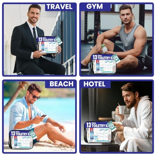 Trektote Travel Toiletry Kit For Men And Women ? 13 Piece Set of Travel Size Toiletries, TSA Compliant, Travel Essentials, Includes Shampoo And Conditioner, Body Wash, Oral Care, Toiletry Bag & More