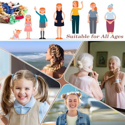 50PCS Soft Ribbon Hair-Ties - No Crease Elastic Hair Ties for Woman Men, Colorful Knotted Hair Tie for Thick Hair, 20 Colors Yoga Ponytail Holders Scrunchies for Woman, Girl