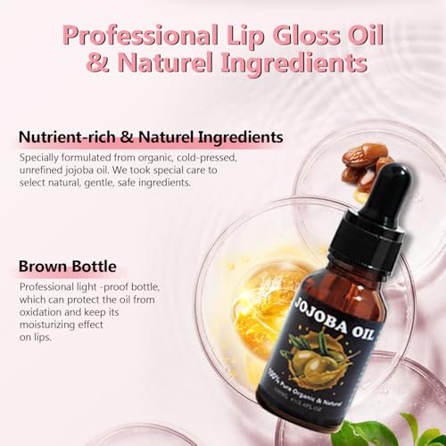 Lip Gloss Making Kit, Lip Gloss Kit, Diy Lipgloss Set, Fun Make Your Own Lipgloss Kids Lip Gloss for Girls, Women, Moisturizing Lip Gloss Base, Jojoba Oil, Tubes, Gift for Her