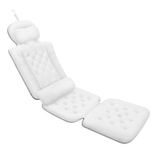 Full Body Bath Pillow for Bathtub, Luxury Bath Gifts for Women, Tub Pillow for Bath for Headrest Neck and Back Support (White)