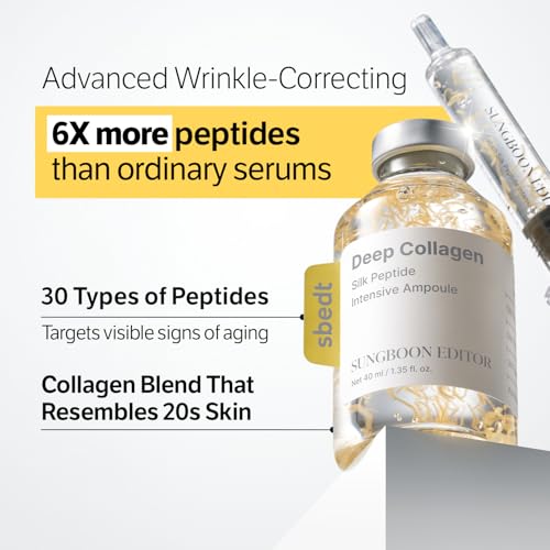 SUNGBOON EDITOR Silk Peptide Intensive Lifting Ampoule | Korean Anti-Aging Serum for Face with Collagen & 30 Peptide Complex | Skin Tightening & Firming (Botox Effect) | 72H Hydration