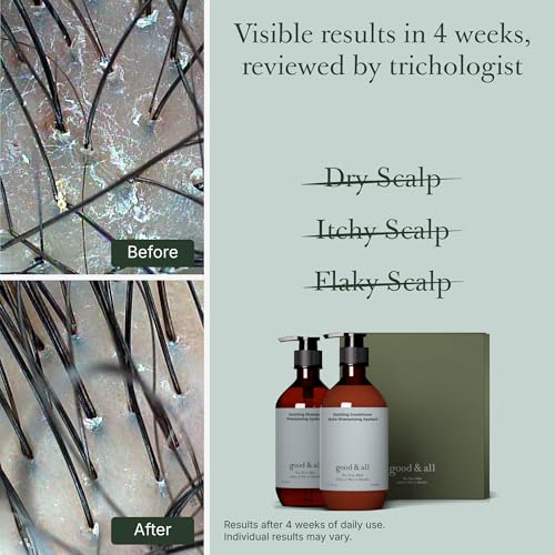 Good&All Tea Tree Shampoo and Conditioner Set for Dry Itchy Scalp with Peppermint - Sodium Lauryl Sulfate/Sulphate, Silicone, Paraben, Fragrance Free - 13.5 fl oz