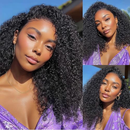 13x6 Kinky Curly Lace Front Wigs Human Hair Curly Wig 24 Inch 12A Brazilian Pre Plucked with Baby Hair HD Transparent Lace Frontal Wigs for Women