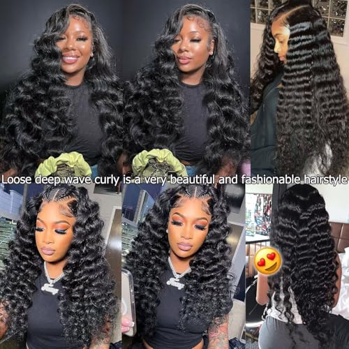 Lemoda Burmese Loose Deep Wave Curly Virgin Human Hair Bundles 20 20 20 Inch Loose Deep Wave Curly 100% Unprocessed Raw Human Hair Extensions Top Qanlity Hair Weave 3 Bundles Natural Black