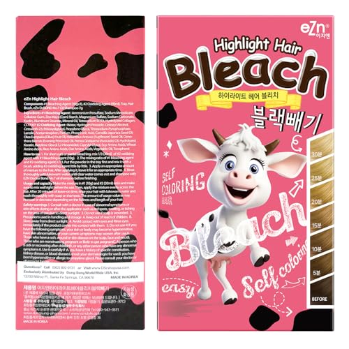 eZn Highlight Hair Bleach Kit, 4.23oz Korean Cruelty-Free Hair Lightener, Lifts Up to 6 Levels, Includes Tint Tray, Brush, and Complete Lightening System