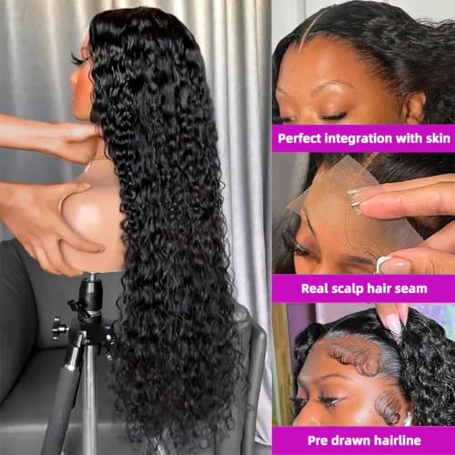 34 Inch Deep Wave Lace Front Wigs Human Hair Wig for Woman 13x4 Hd Deep Curly Lace Front Wig Human Hair Pre Plucked Deep Wave Lace Frontal Wigs