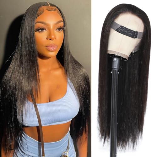 250 Density HD Lace Front Wigs Human Hair Pre Plucked Bleached Knots 13x4 Large Size Transparent Lace Frontal Wig with Baby Hair Silky Straight Human Hair Wigs for Women (Natural Color,20Inch)