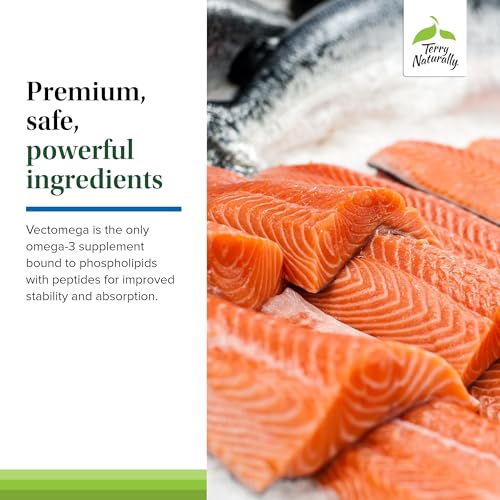 Terry Naturally Vectomega - Supplement with EPA & DHA - Omega-3 Tablets for Brain & Heart Health Support - Nutritional Supplement with Essential Fatty Acids & Peptides - 60 Tablets (Pack of 2)