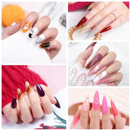 COSCELIA 40pcs Fall Gel Nail Polish Set, 35 Colors Nail Gel polish with 5 Bottles Base and Glossy Matte Glitter Top Coat White Brown Black Nude Red Orange Colors Halloween Nail Polish Nail Art Gifts