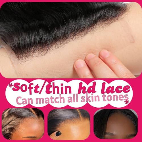 2x6 Hd Lace Closure Human Hair Body Wave Middle part 2 by 6 Invisible Skinlike Frontal Hd Lace Closure 18 Inch Brazilian Virgin Closure Bleached Knot Pre-Plucked Natural Hairline Natural Black 18inch