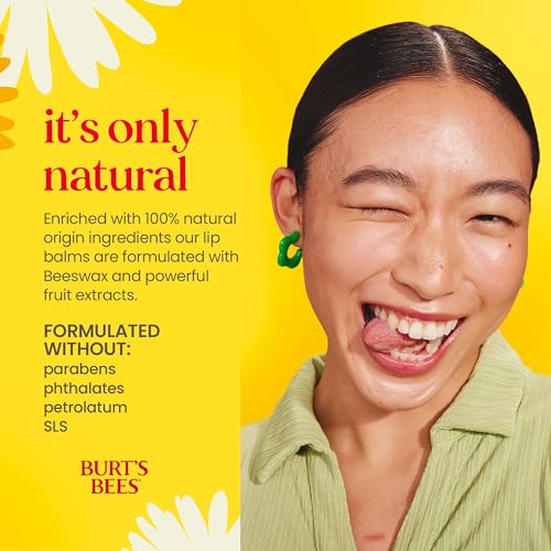Burt's Bees Lip Balm - Original Beeswax, Lip Moisturizer With Responsibly Sourced Beeswax, Tint-Free, Natural Origin Conditioning Treatment, 4 Tubes, 0.15 oz.