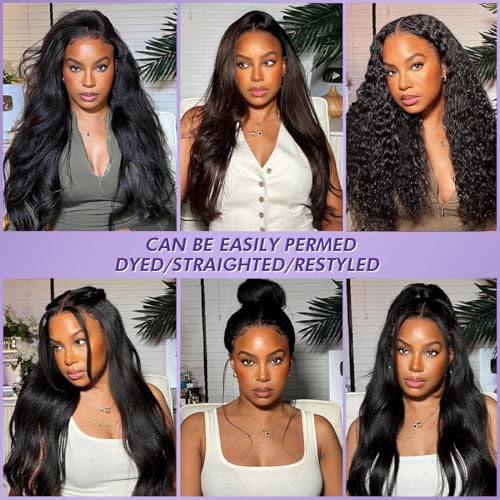 Kinky Straight Human Hair Bundles 100% Unprocessed Brazilian Virgin Hair(20 22 24 Inch)12A Silky Yaki Straight Bundles Human Hair Quick Weave for Black Women Natural Color