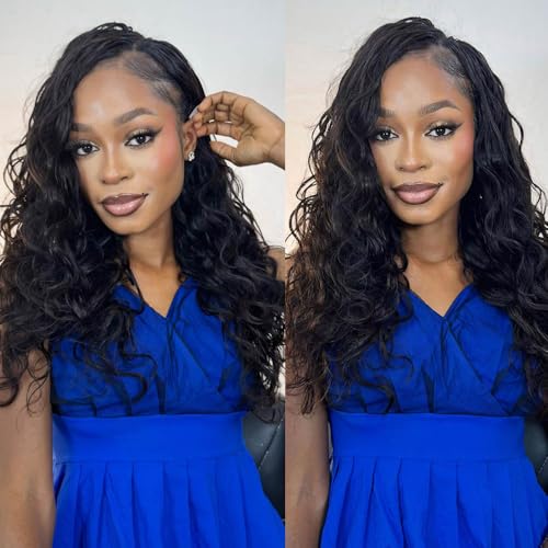 Body Wave Feather Crochet Human Hair Extensions Pre Looped Hair Extensions Body Wave Knotless Soft Pre-Separated Crochet Human Hair Natural Color 18inch 120g