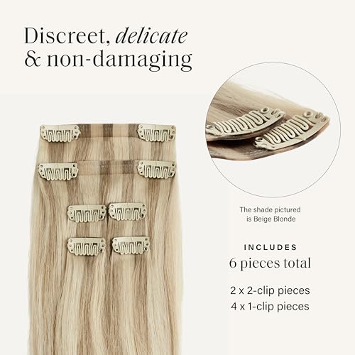 Luxy 100% Remy Human Hair Extensions for Thin Hair Thinning Hair Fill-Ins ? 6 Seamless Wefts Multi-Dimensional Color Blend - Natural-Looking Volume & Coverage 50 grams 12" Light Gray Thinning