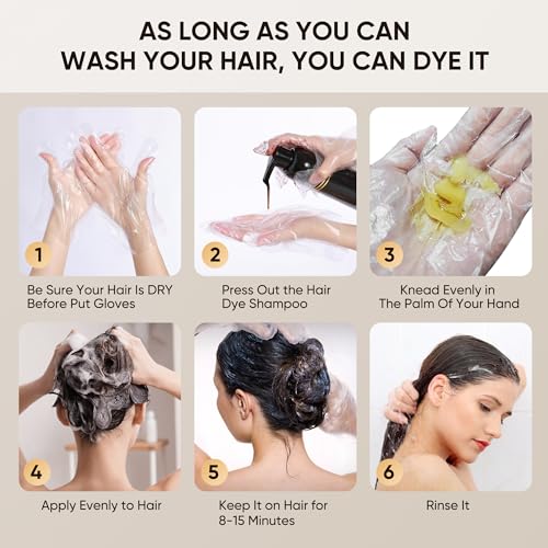 Hair Dye Shampoo for Gray Hair, 3 in 1 Herbal Ingredients Natural Dye for Women Men, Grey Coverage(500mL,17.6 Fl Oz) (Black)