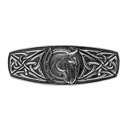 Celtic Horseshoe Hair Clip, Hand Crafted Metal Barrette Made in the USA with a Large 80mm Clip by Oberon Design