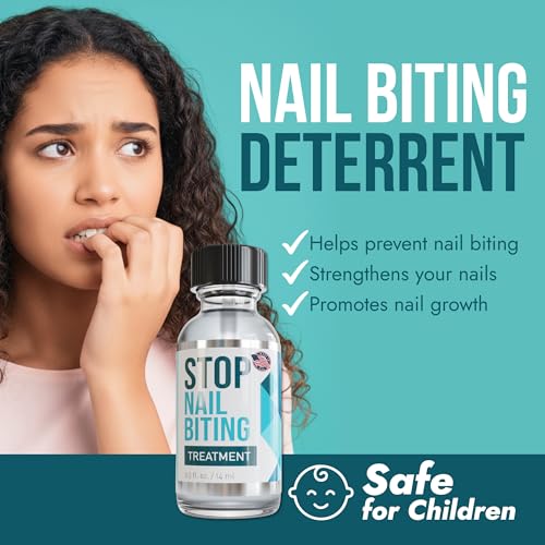 Stop Nail Biting Treatment - Clear, Bitter-Tasting Nail Polish To Stop Nail-Biting - Easy To Apply and Safe For Children - Nail Strengthener Solution - Nail Care for Healthy Nail Growth (0.5 fl oz)