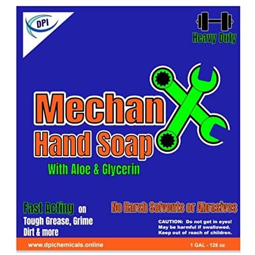 DPI MechanX Hand Soap, heavy duty, non abrasive, fast acting on grease, grime, and dirt. Gentle on hands, non drying or chapping for everyday use.. 1 Gallon with pump