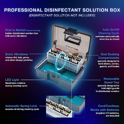 BaBylissPRO BarberSONIC Disinfectant Storage Box for Clipper & Trimmer Blades, Guards and Barber Accessories