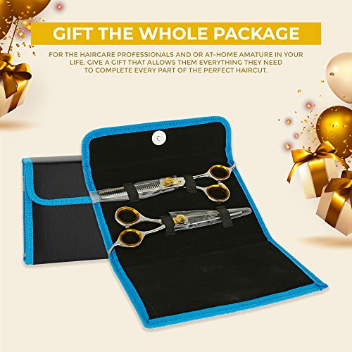SHARF Gold Touch Barber Kit 6.5 Inch Straight Shears and 6.5 Inch, 30-Tooth Thinning Shears 440C Japanese Stainless Steel Professional Barber Scissors for Men and Women
