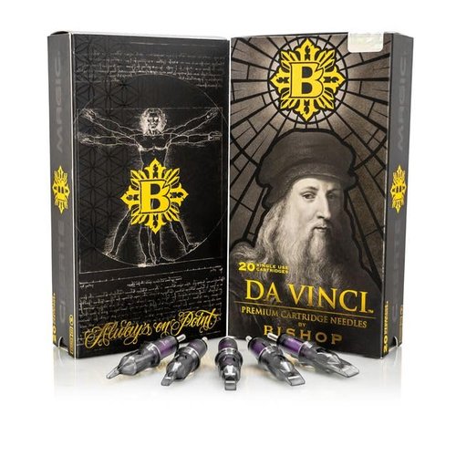 Bishop Tattoo Da Vinci V2 Cartridges - Regular - 12 Gage With 03 Pins - Round Liner Tight Long - 20 Cartridges