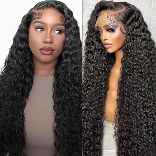 30 Inch Deep Wave Lace Front Wigs Human Hair 13x4 HD Lace Front Wigs 200 Density Human Hair Pre Plucked Glueless Wigs with Baby Hair Deep Curly Wig for women