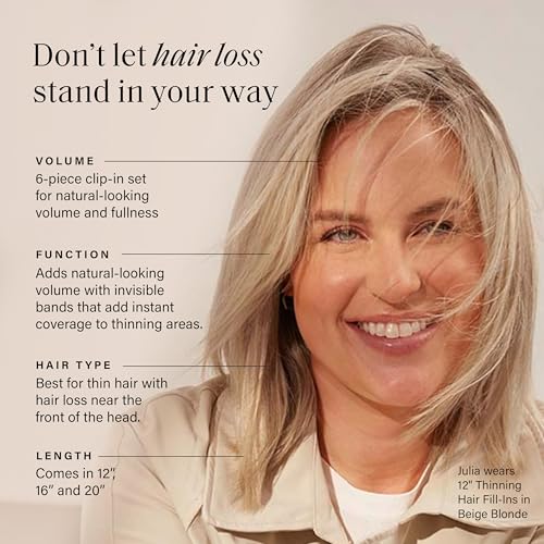 Luxy 100% Remy Human Hair Extensions for Thin Hair Thinning Hair Fill-Ins ? 6 Seamless Wefts Multi-Dimensional Color Blend - Natural-Looking Volume & Coverage 50 grams 12" Light Gray Thinning