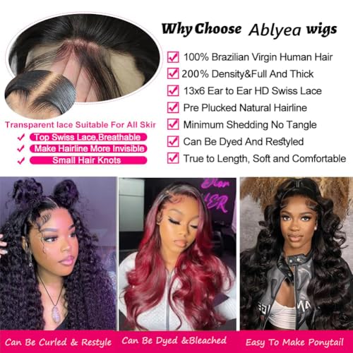 32 Inch 13x6 Body Wave Lace Front Wigs Pre Plucked HD Transparent Lace Frontal Wig Glueless 100% Virgin Human Hair with Baby Hair for Women
