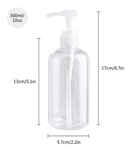 driew Pump BottlesClear, Dispenser 10oz Shampoo BottlesPump Containers Pack of 2