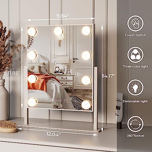 ZL ZELing Vanity Mirror with Lights,Makeup Mirror with Lights,Light up Mirrors with Smart Touch 3 Colors Dimmable,Mirror with Lights with 360¡Æ Rotation