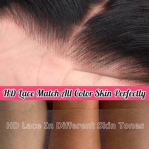 30 Inch 13x6 Straight Lace Front Wigs Human Hair 230% Density HD Transparent Lace Frontal Human Hair Wig for Women Natural Black Color
