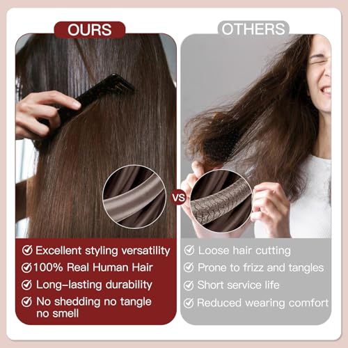 LOVELINE Clip in Hair Extensions Real Human Hair, 100% Remy Human Hair Extensions Clip Ins for Women, 7Pcs 22Inch 120g, Balayage Chocolate Brown to Caramel Blonde