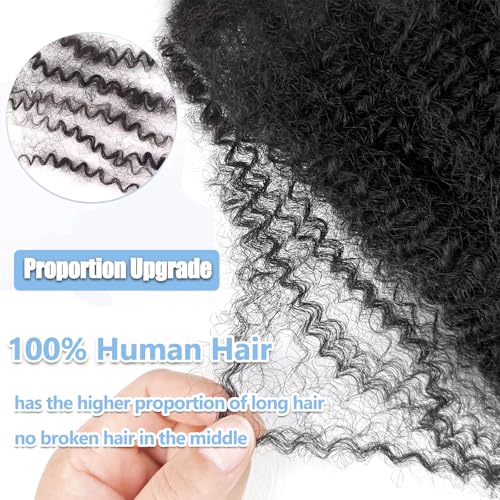 Afro Kinkys Bulk 100% Human Hair For Dreadlock Extensions Afro Kinky Curly Human Braiding Hair For Repair Crochet Dreads Loc Twist Braids (#1B, 14Inch-50Gram)
