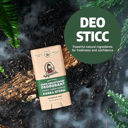 Dr. Squatch Natural Deodorant for Men - Sierra Storm ? Smells Like Giant Mountain Sequoias - Odor-Squatching Men's Deodorant Aluminum Free (2.65 oz, 3 Pack)