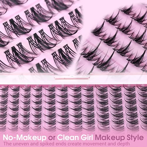Winifred Fairy Lash Clusters Wispy Eyelash Clusters 10-14mm Cluster Eyelash Extensions Natural Invisible Clear Band Lashes Clusters Spiky Anime Lash Extension Natural Look Manga Individual Lashes