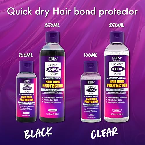 EBIN NEW YORK Wonder Weave Bond Hair Protector (Clear) 3.38 Fl Oz ? Quick Dry Protective Shield for Quick Weave ? Lightweight, Rosemary Mint & Biotin Infused, Breathable Formula