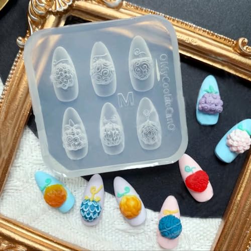 3D Flowers Nail Mold Devil Fruit Carving Template Silicone Nail Tools for Resin Charms Manicure DIY Supplies
