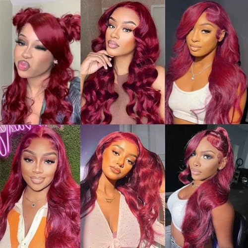 99j Burgundy Bundles Human Hair Body Wave Bundles Human Hair 14 16 18 Inch Wine Red Brazilian Hair 3 Bundle 50 Gram Per Bundle Unprocessed Virgin Remy Hair Extensions