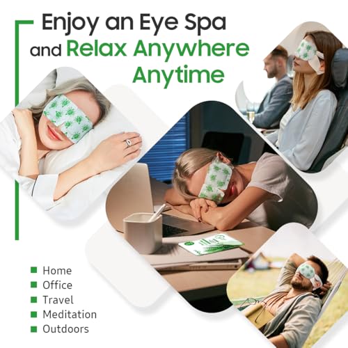 Steam Eye Mask, 10 Packs Heated Eye Mask, Self Heating Disposable SPA Warm Compress for Eyes Sleep Mask, Travel Essentials & Relaxation Gifts, Stocking Stuffers (Lemongrass Scent)