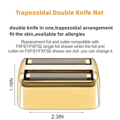 3 Pack Shaver Replacement Foil and Cutters Compatible with BaBylissPRO Double FXFS2 Metal Shaver foil Replacement (Golden 3 Pack)