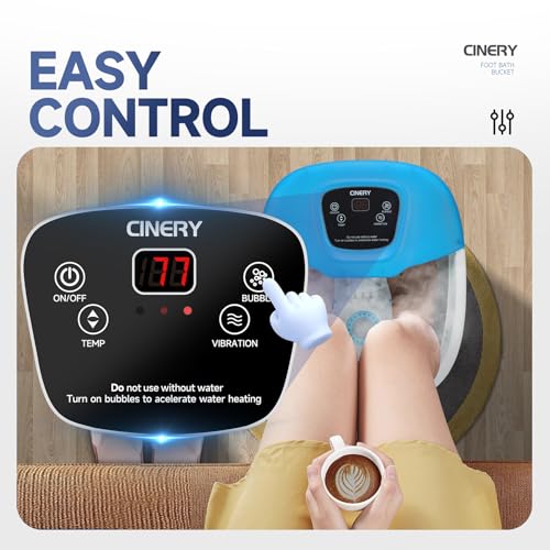 FIAHNG Foot Spa Massager with Heat, Bubbles, Vibration & Pedicure Foot Spa Massager for Feet Stress Relief