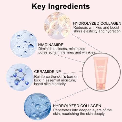 Collagen Night Wrapping Mask Peel-Off Overnight Collagen Face Mask - Deeply Hydrates & Firming & Glowy - Reduce Sagging & Wrinkle For Glowing Skin 2.54 fl.oz with Mask Applicator