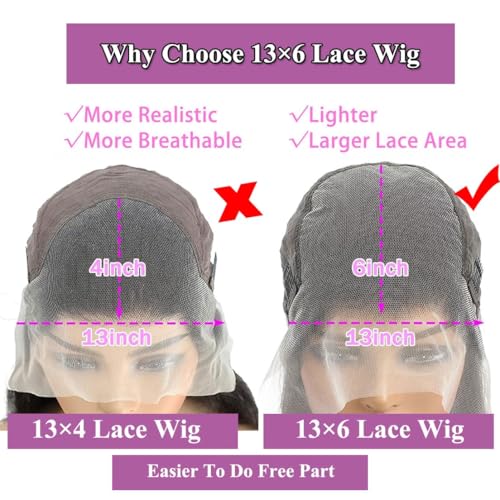 13x6 Deep Wave Lace Front Wigs Human Hair 200% Density Deep Wave Curly Frontal Wigs Human Hair for Black Women Bleached Knots Free Part Natural HairLine Can Be Dyed and Restyled 22 Inch